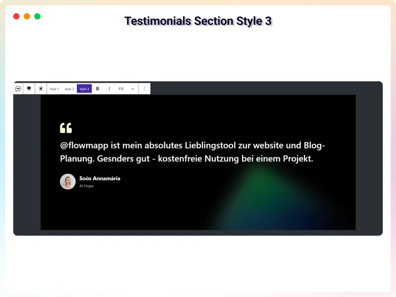 Preview of the Testimonials design